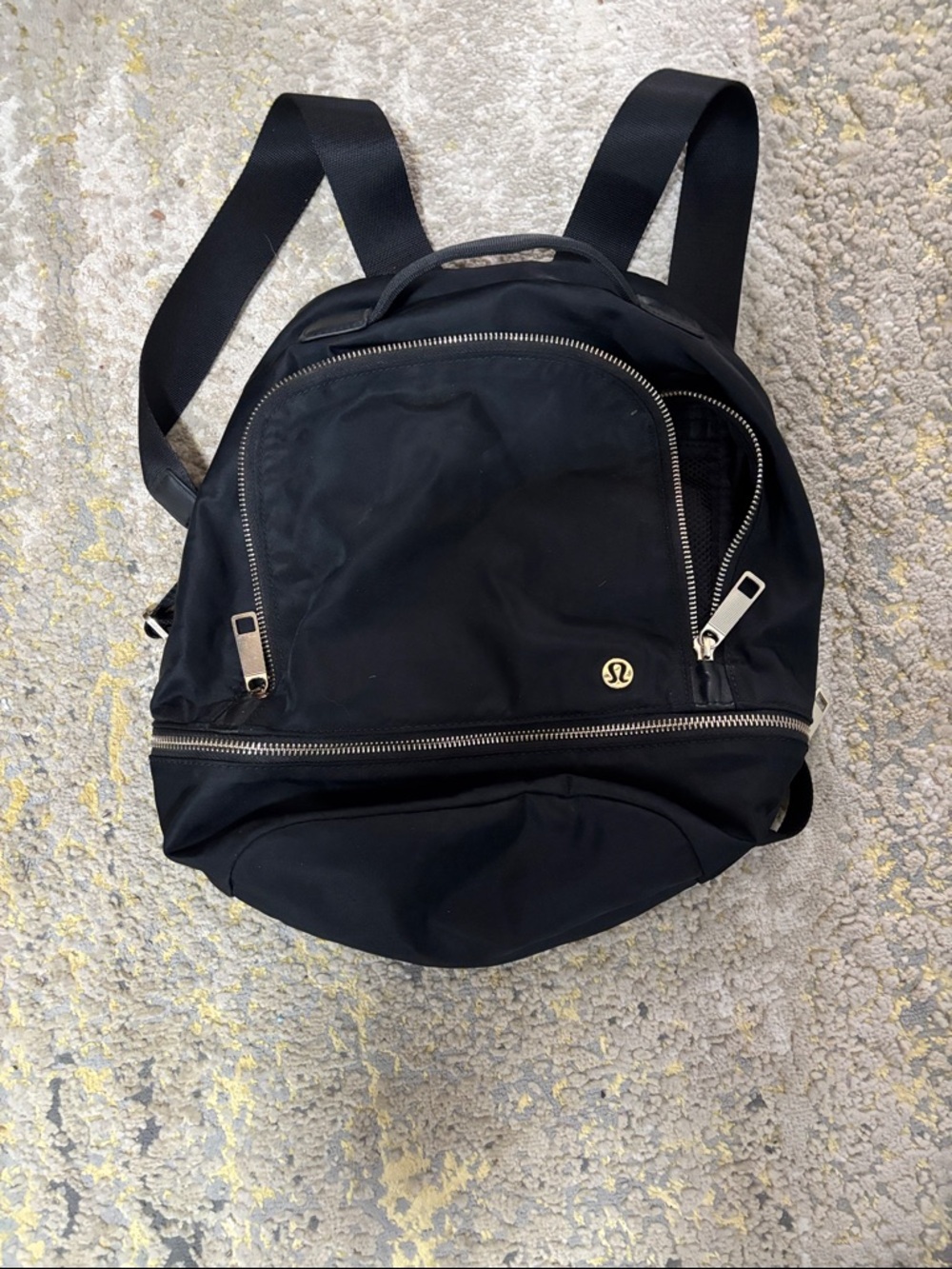 lululemon athletica Black Backpack with gold Zippers